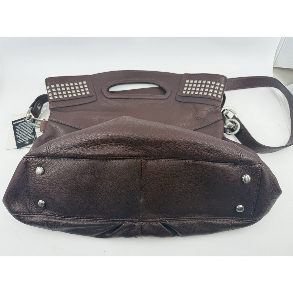 BMakowsky Brown Brandy Leather Studs Shoulder Purse Bag‎ NWT - Picture 8 of 14